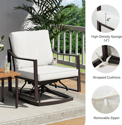 LAUSAINT HOME Outdoor Rocking Bistro Set, 3 Piece Swivel Glider Patio Conversation Set