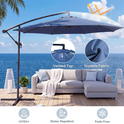 LAUSAINT HOME 10ft Offset Patio Umbrella, Cantilever Hanging Market Umbrella