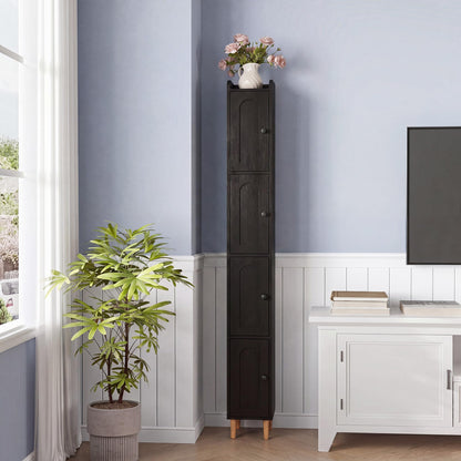 LAUSAINT HOME Tall Narrow Storage Cabinet, Slim Bathroom Storage Cabinet with 4 Shelves