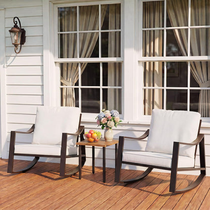 LAUSAINT HOME Outdoor Rocking Bistro Set, 3 Piece Patio Conversation Set
