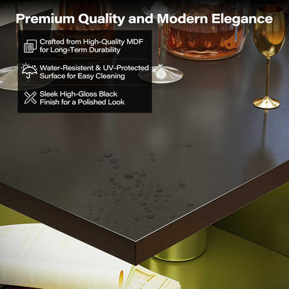 LAUSAINT HOME Coffee Table with Storage, 2-Tier LED Coffee Tables