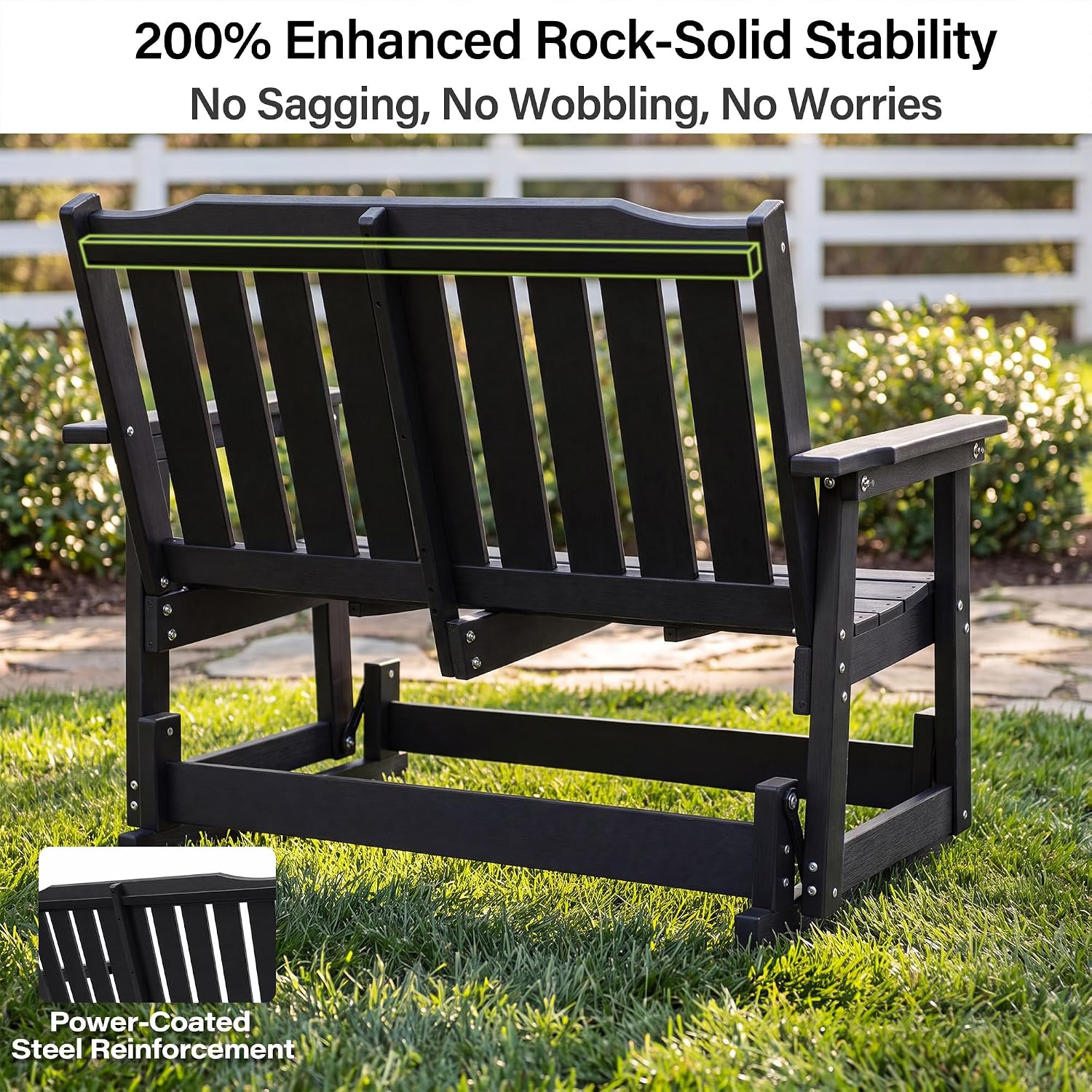 LAUSAINT HOME 2-Person HDPE Outdoor Glider Bench