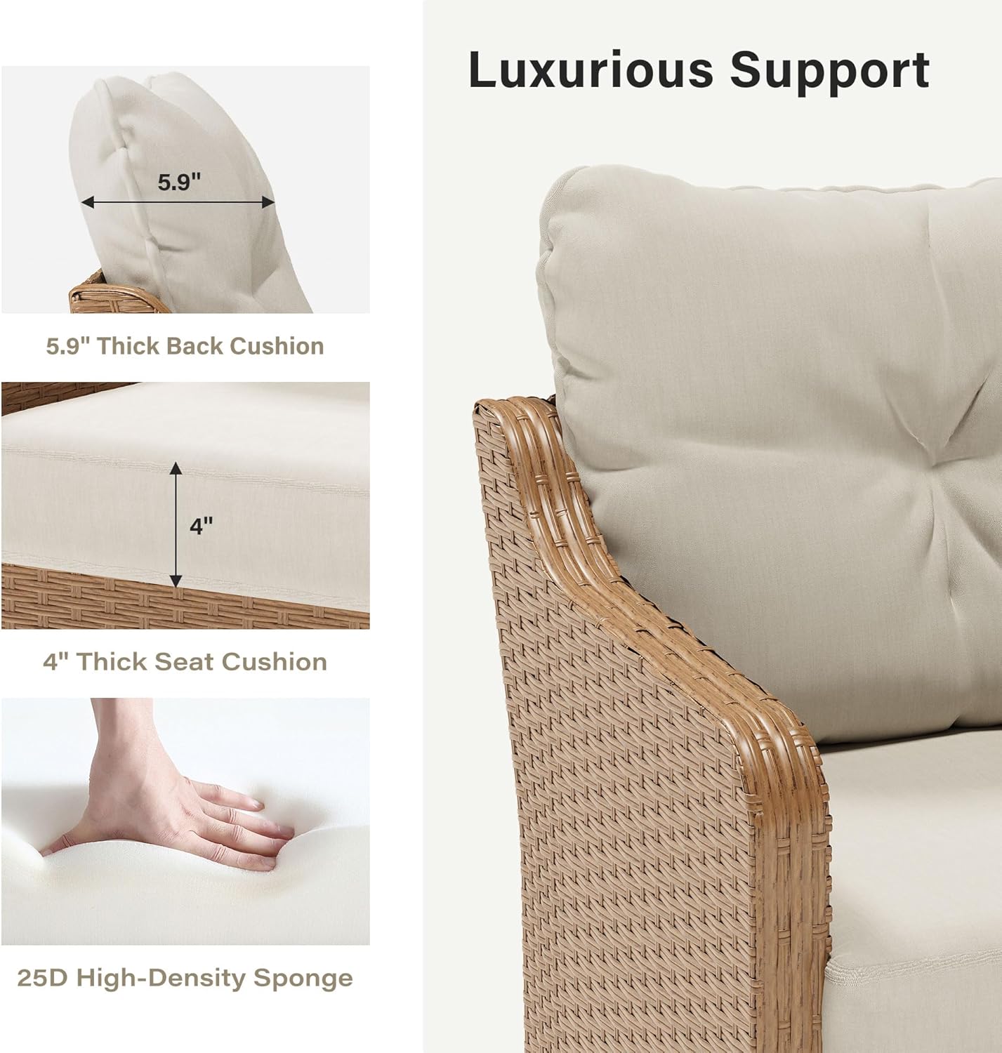 LAUSAINT HOME Outdoor Swivel Glider Rocker Chair, Premium Handwoven Wicker Patio Chair