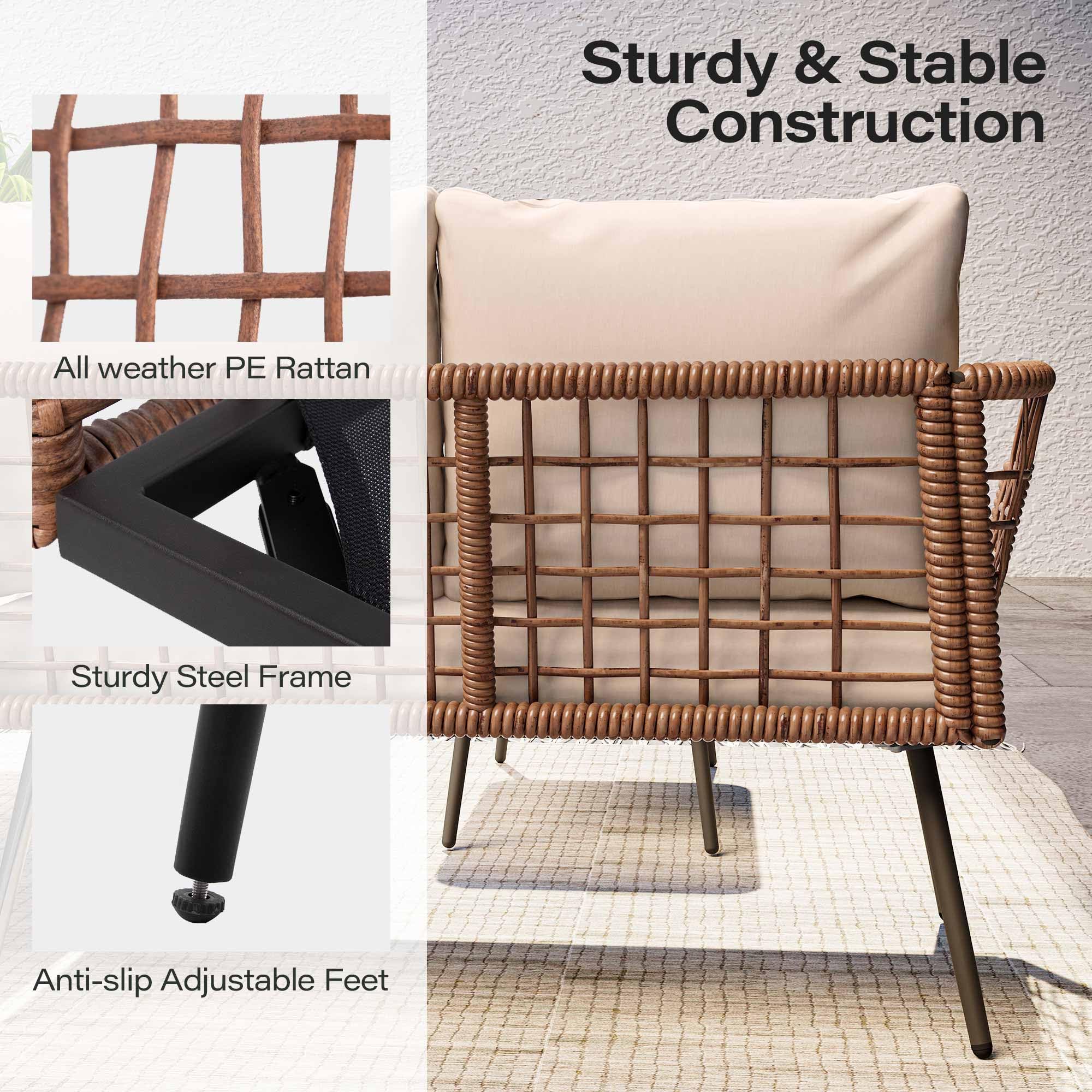 LAUSAINT HOME L-Shaped Outdoor Furniture Set, Wicker Rattan Patio Sectional