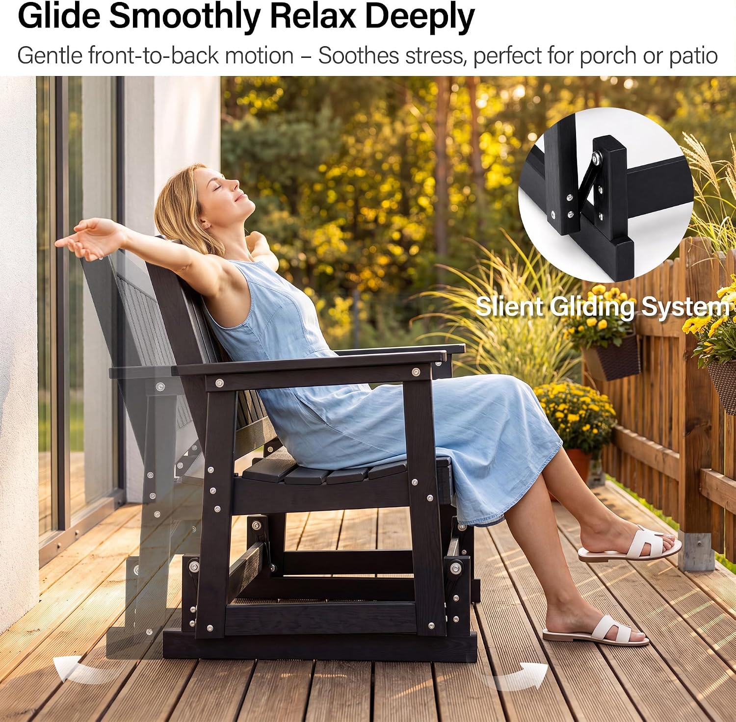 LAUSAINT HOME 2-Person HDPE Outdoor Glider Bench