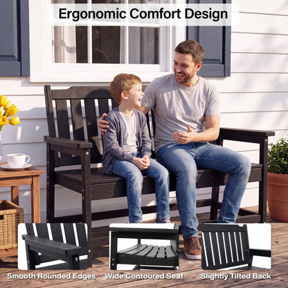 LAUSAINT HOME HDPE Outdoor Bench, Weather-Resistant Patio &amp; Porch Bench with Aluminum-Reinforced Frame