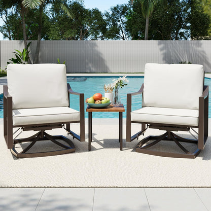 LAUSAINT HOME Outdoor Rocking Bistro Set, 3 Piece Swivel Glider Patio Conversation Set