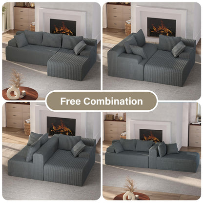 LAUSAINT HOME 96" Modular Sectional Sofa Couches, L-Shaped Boneless Cloud Sofa with 3 Deep Seat