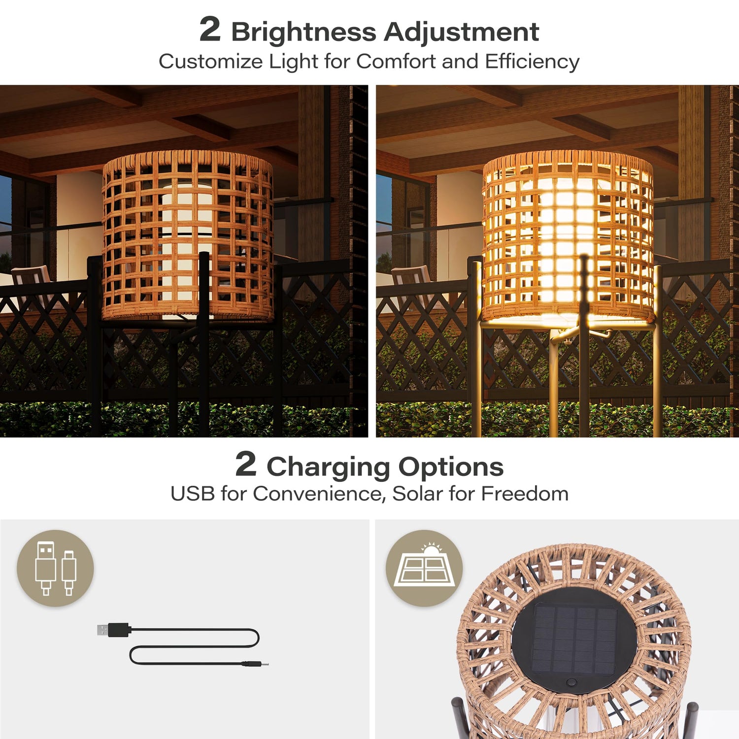 LAUSAINT HOME Solar Powered Outdoor Floor Lamp with Auto On/Off LED Light
