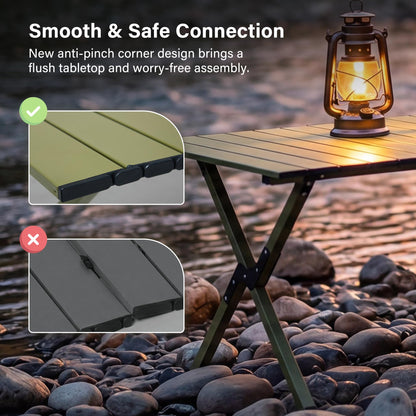 LAUSAINT HOME Camping Table, Foldable Roll Up Lightweight Steel Camp Table