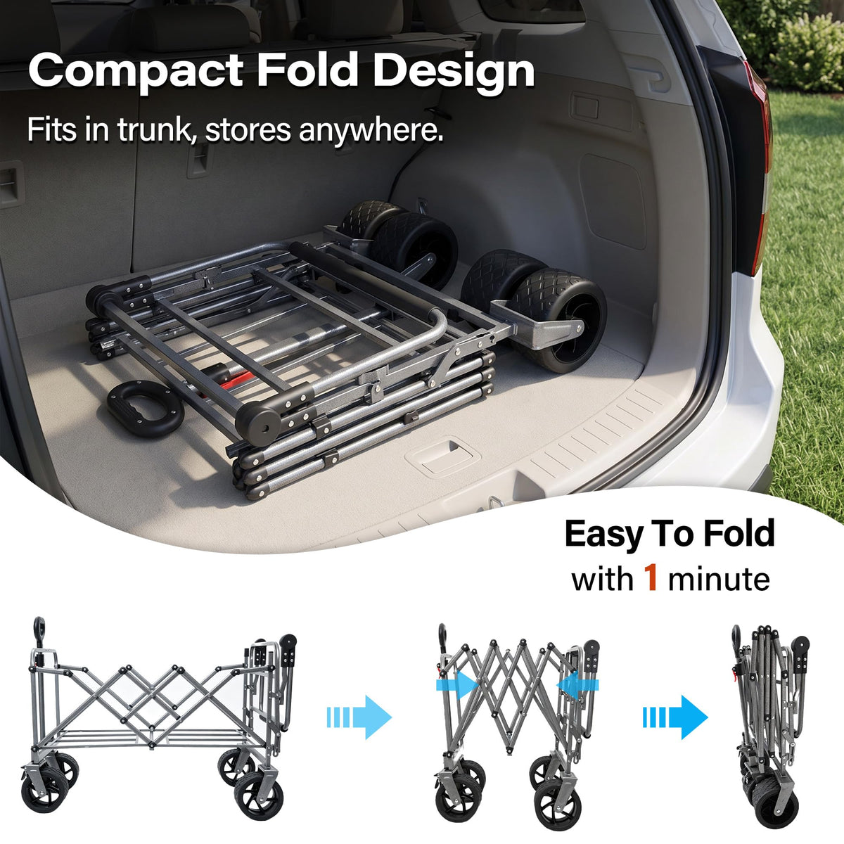 LAUSAINT HOME 3-in-1 Folding Pet Wagon with Canppy for Senior,Elderly, Injured Dogs, Heavy Duty Utility Medium &amp; Large Dog Stroller Cart, All-Terrain Collapsible Wagon for Beach, Shopping, Camping