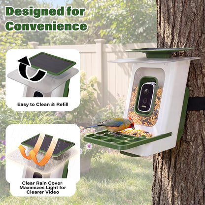 LAUSAINT HOME Smart Bird Feeder with Camera, Solar Powered AI Bird Recognition Bird Camera