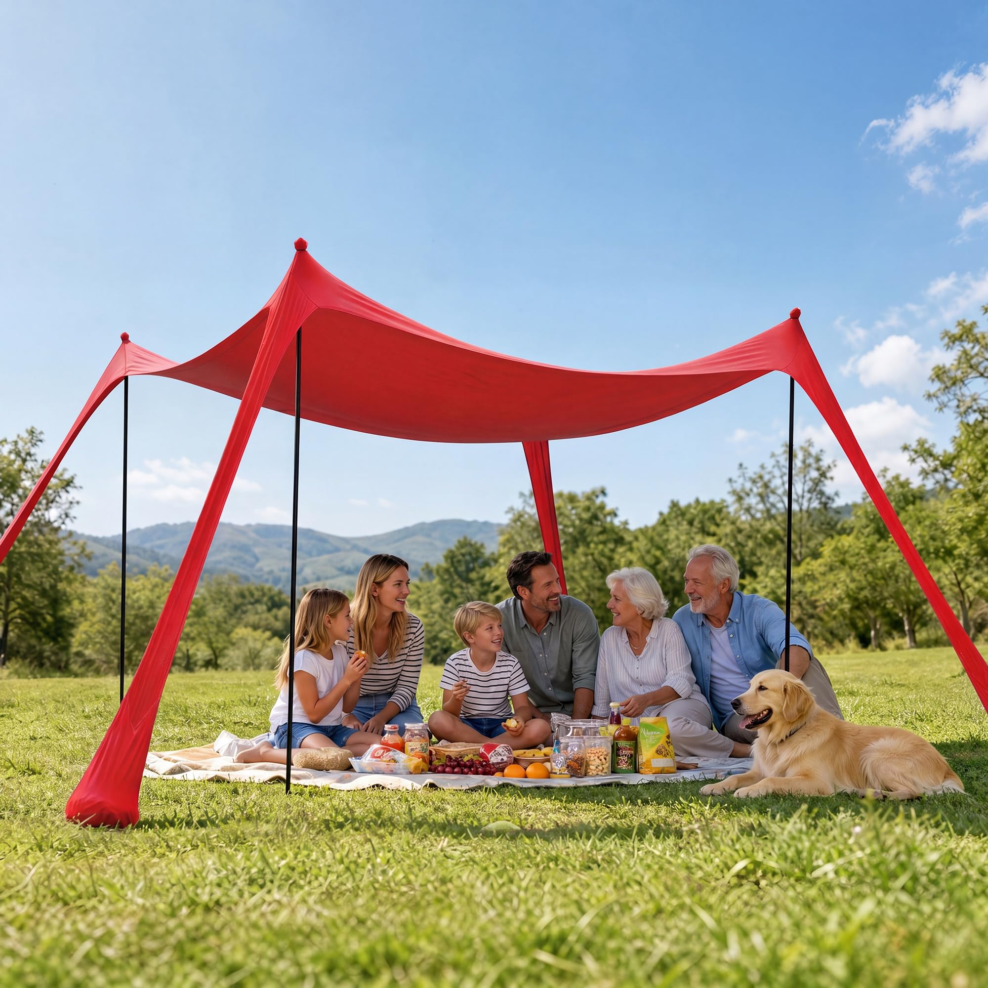 LAUSAINT HOME Beach Tent, Easy Pop Up Beach Canopy Sun Shade UPF 50+ Protection