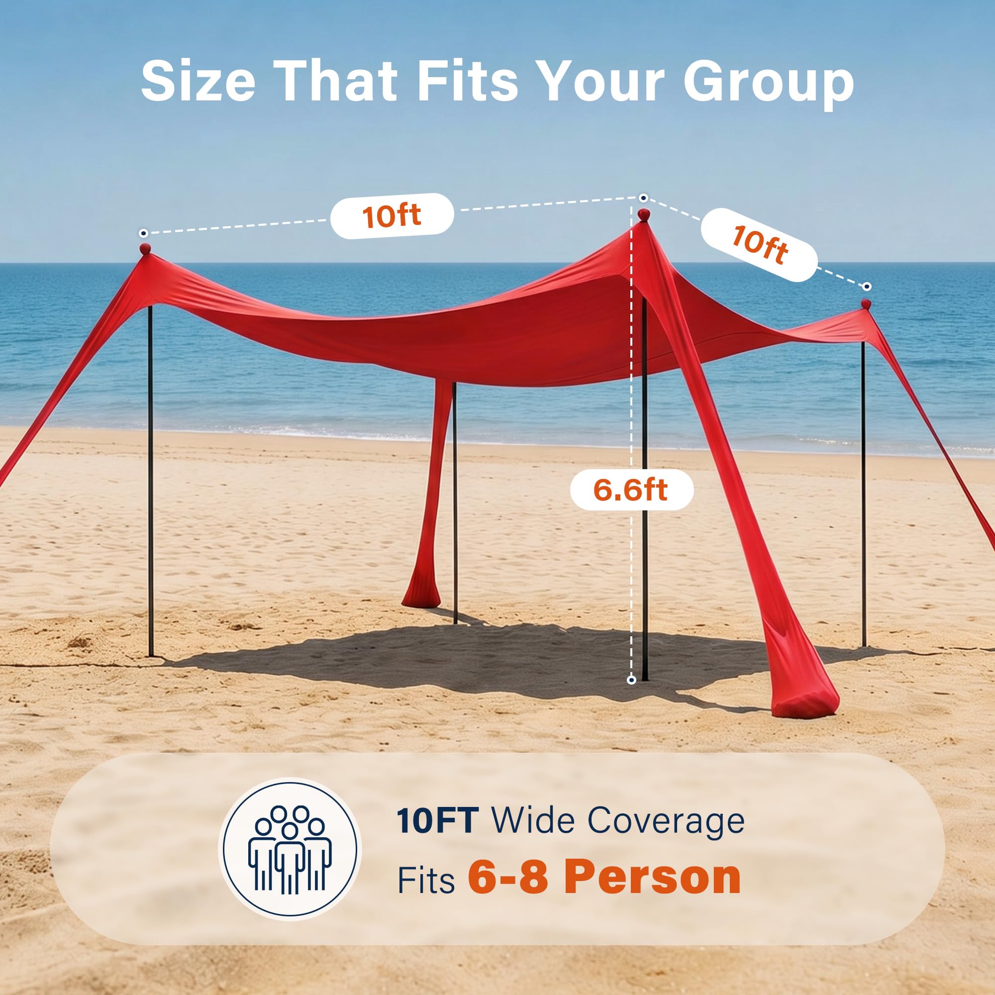 LAUSAINT HOME Beach Tent, Easy Pop Up Beach Canopy Sun Shade UPF 50+ Protection