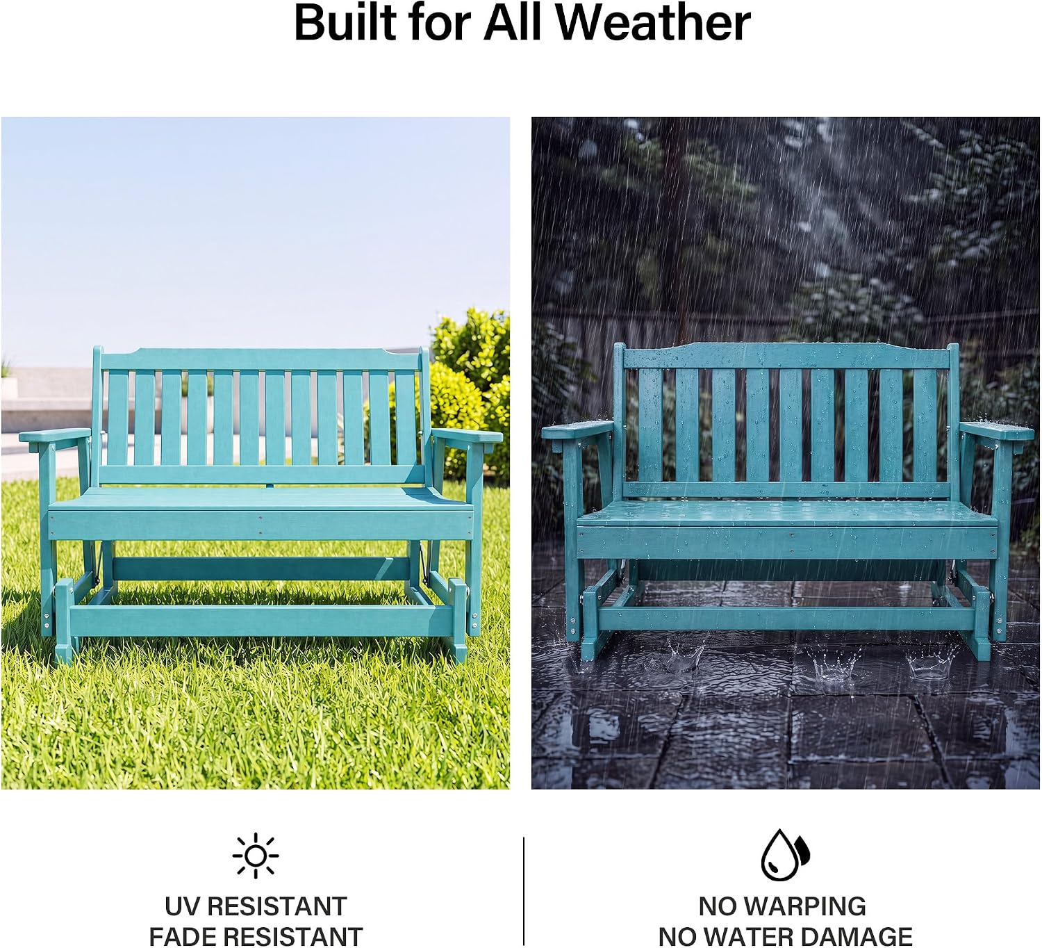 LAUSAINT HOME 2-Person HDPE Outdoor Glider Bench