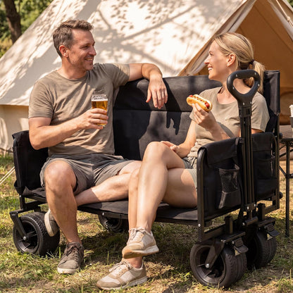 LAUSAINT HOME 3-in-1 Foldable Wagon Cart with Bench Seat, Heavy Duty Collapsible Utility Wagon