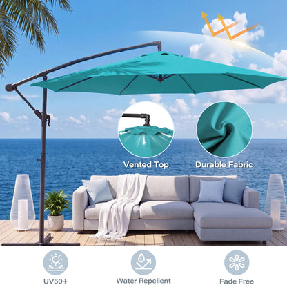 LAUSAINT HOME 10ft Offset Patio Umbrella, Cantilever Hanging Market Umbrella