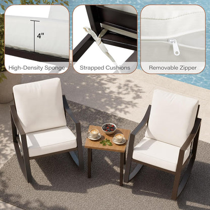 LAUSAINT HOME Outdoor Rocking Bistro Set, 3 Piece Patio Conversation Set