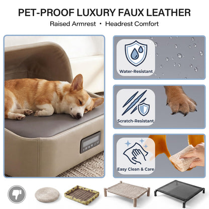 LAUSAINT HOME Heated &amp; Cooling Cat Bed with App Control, Temperature Control Dog Bed with Wear Resistant PU Leather