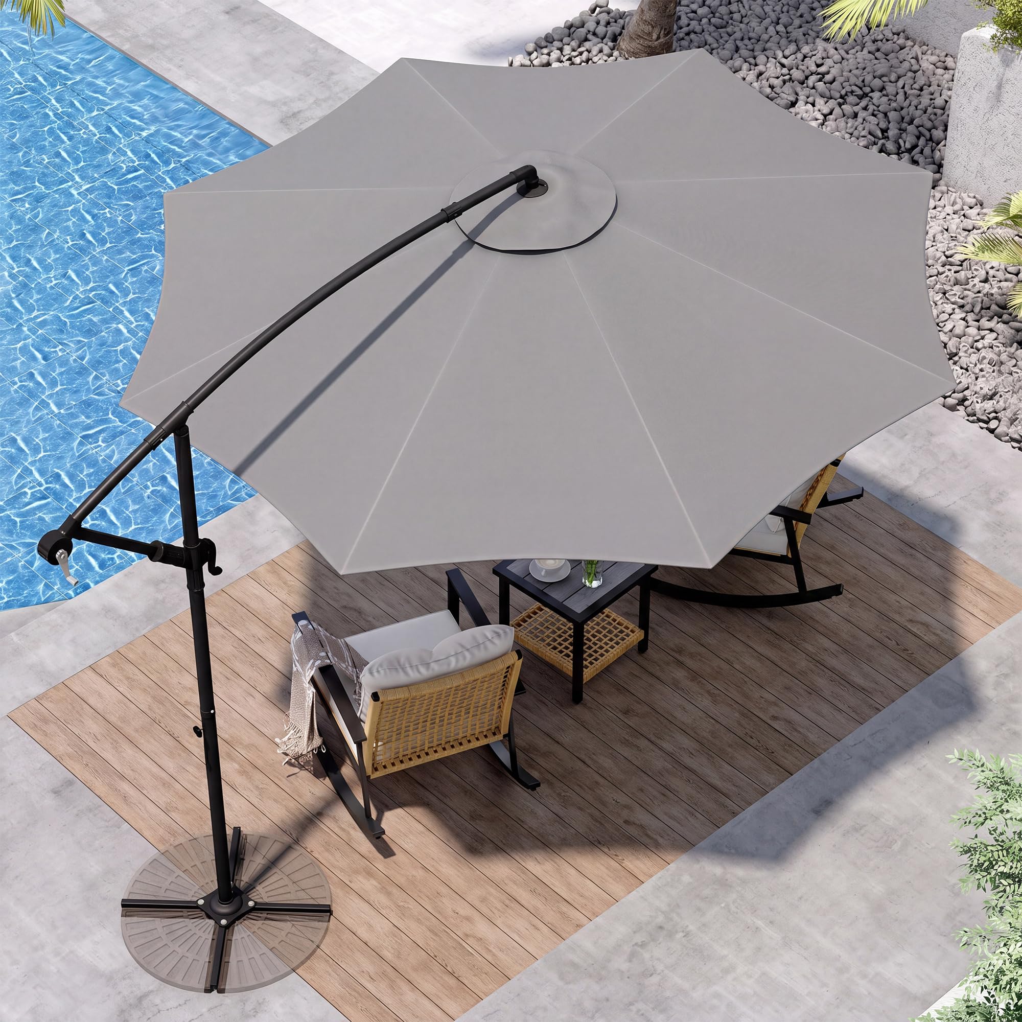 LAUSAINT HOME 10ft Offset Patio Umbrella, Cantilever Hanging Market Umbrella