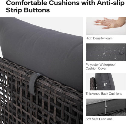 LAUSAINT HOME 7 Pieces Outdoor Sectional Sofa Set All-Weather Patio Conversation Set with Thick Cushions