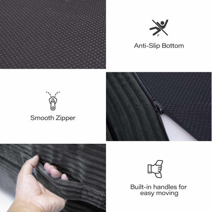 LAUSAINT HOME Folding Sofa Bed, 4 in 1 Convertible Sleeper Chair with High-Density Foam &amp; Pillow, Portable Comfy Folding Chair Bed Floor Lounge for Living Room and Bedroom, Black