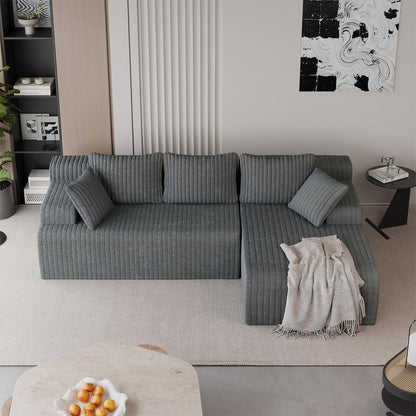 LAUSAINT HOME 96" Modular Sectional Sofa Couches, L-Shaped Boneless Cloud Sofa with 3 Deep Seat