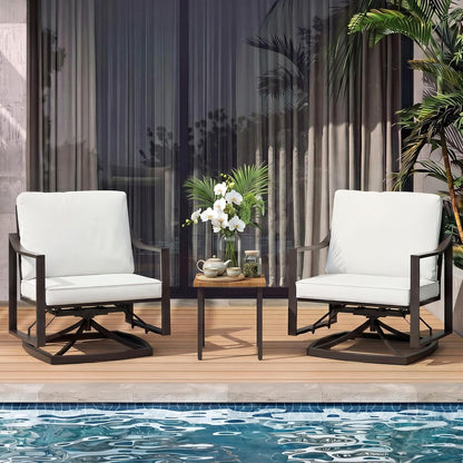 LAUSAINT HOME Outdoor Rocking Bistro Set, 3 Piece Swivel Glider Patio Conversation Set