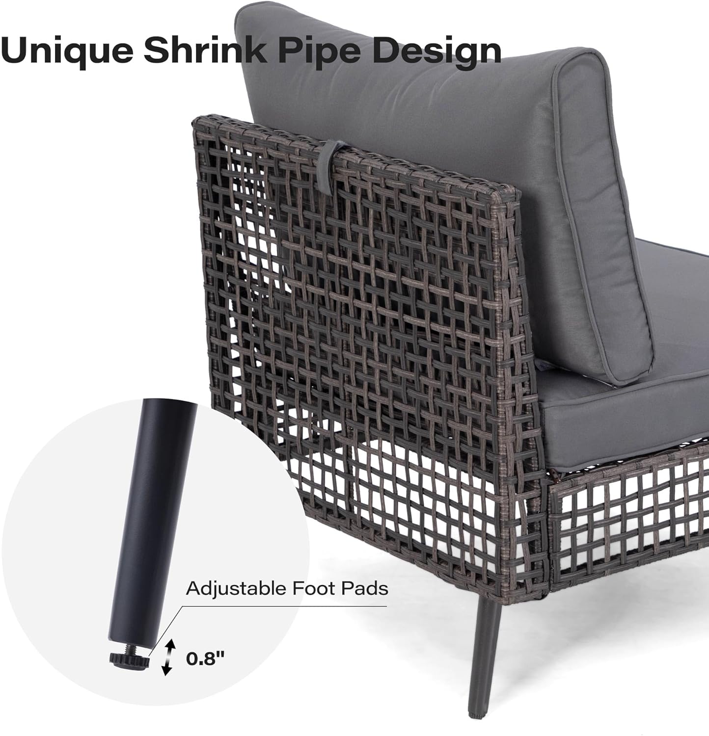 LAUSAINT HOME 7 Pieces Outdoor Sectional Sofa Set All-Weather Patio Conversation Set with Thick Cushions