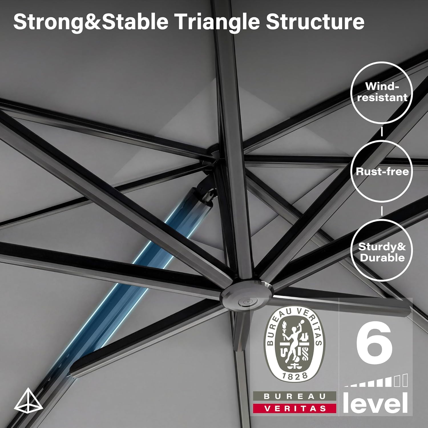 LAUSAINT HOME Cantilever Patio Umbrella, 360° Rotating Offset Umbrella with Aluminum Frame