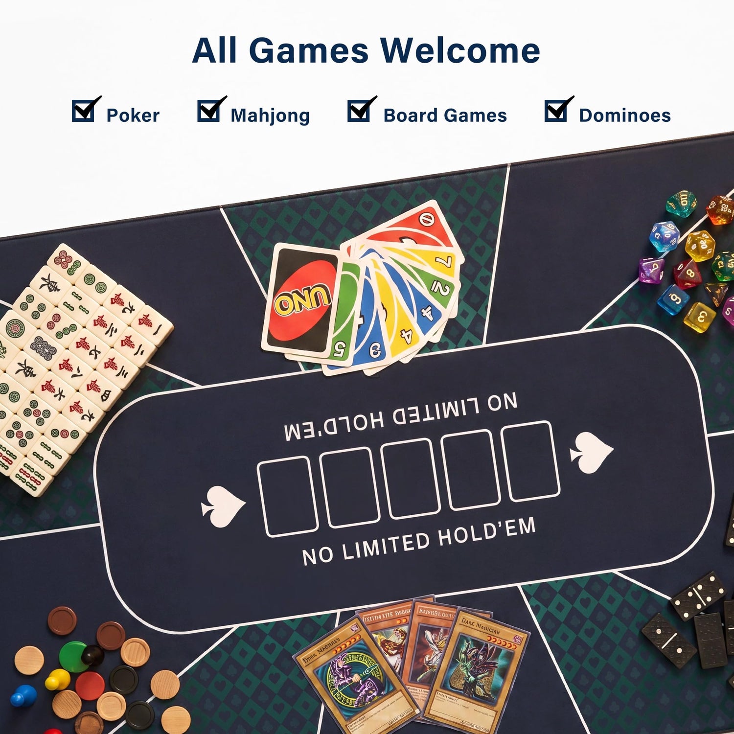 LAUSAINT HOME Poker Table Top Mat, No Crease EVA Poker Mat for Board Game Table Cover Layout