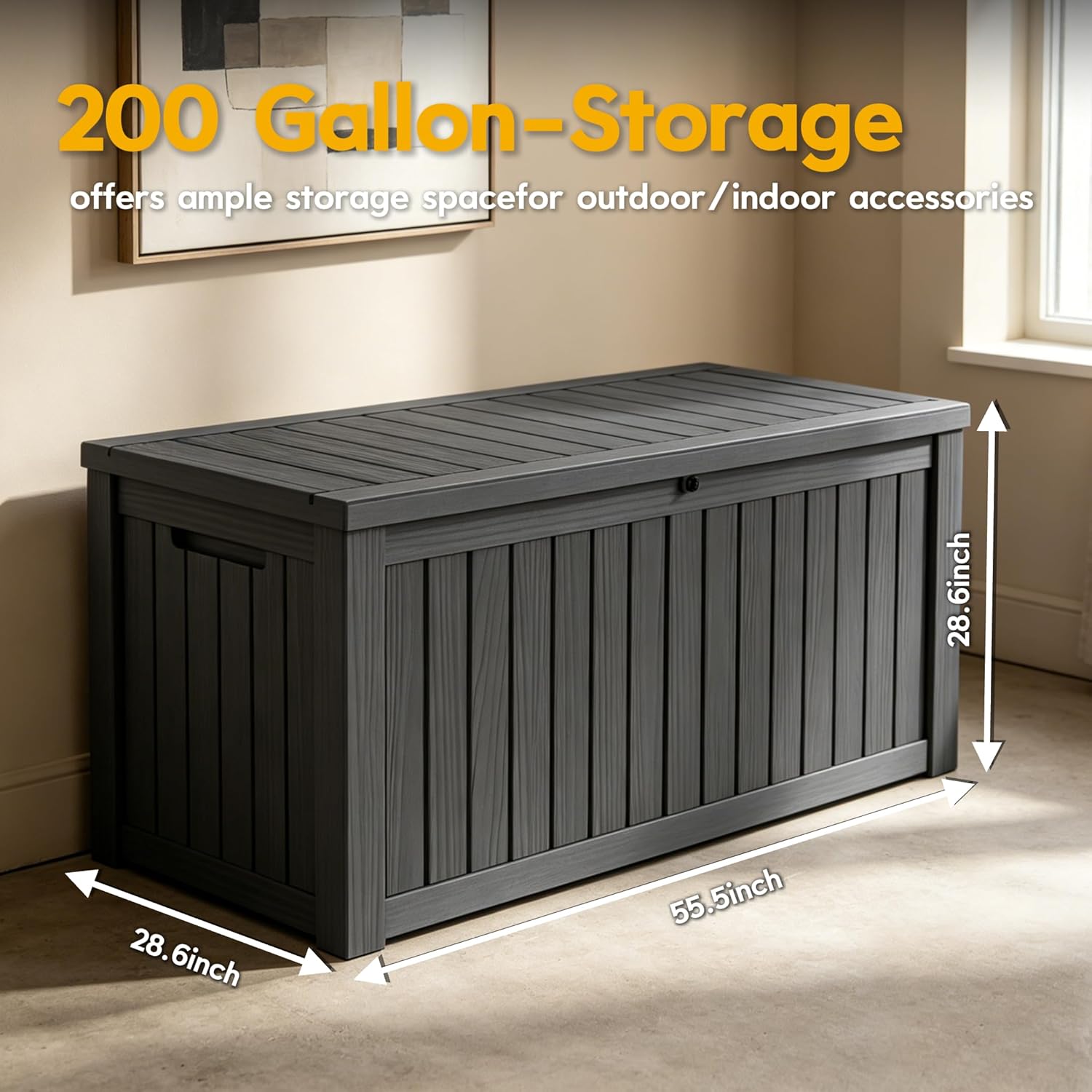 LAUSAINT HOME Resin Deck Box for Outdoor Storage - Weatherproof Patio Storage Bench