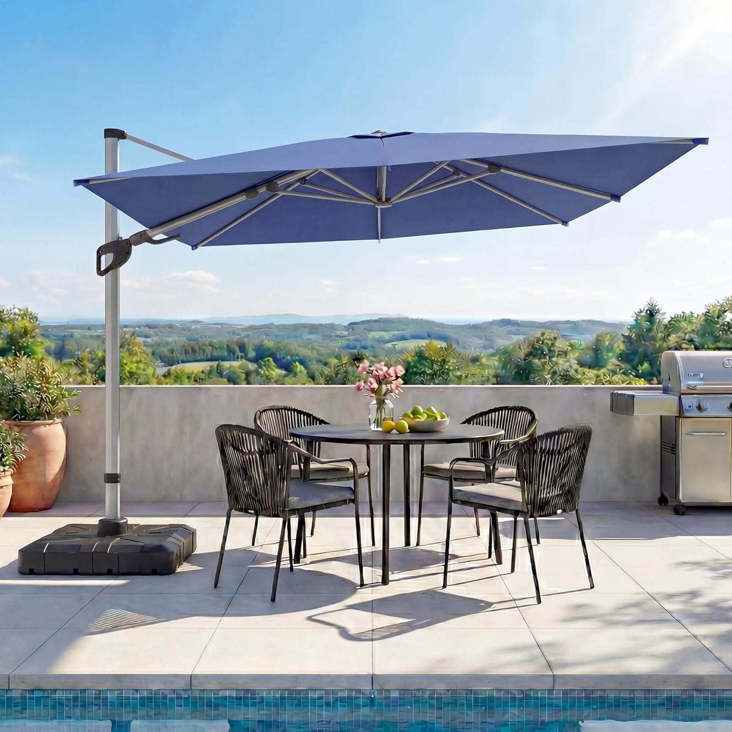 LAUSAINT HOME Cantilever Patio Umbrella, 360° Rotating Offset Umbrella with Aluminum Frame
