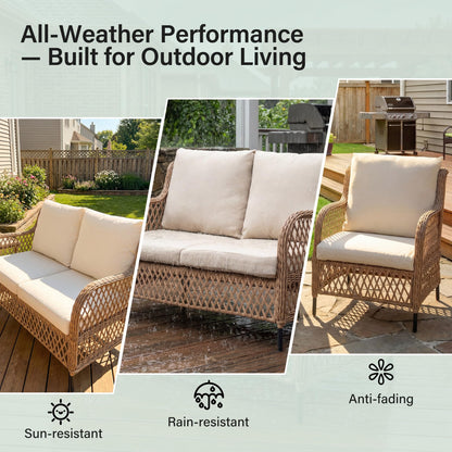 LAUSAINT HOME Outdoor Patio Furniture Set, High Back Wicker Bistro Chairs