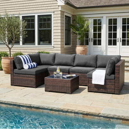 LAUSAINT HOME Outdoor Patio Furniture, Outdoor Sectional Sofa Patio Furniture Sets