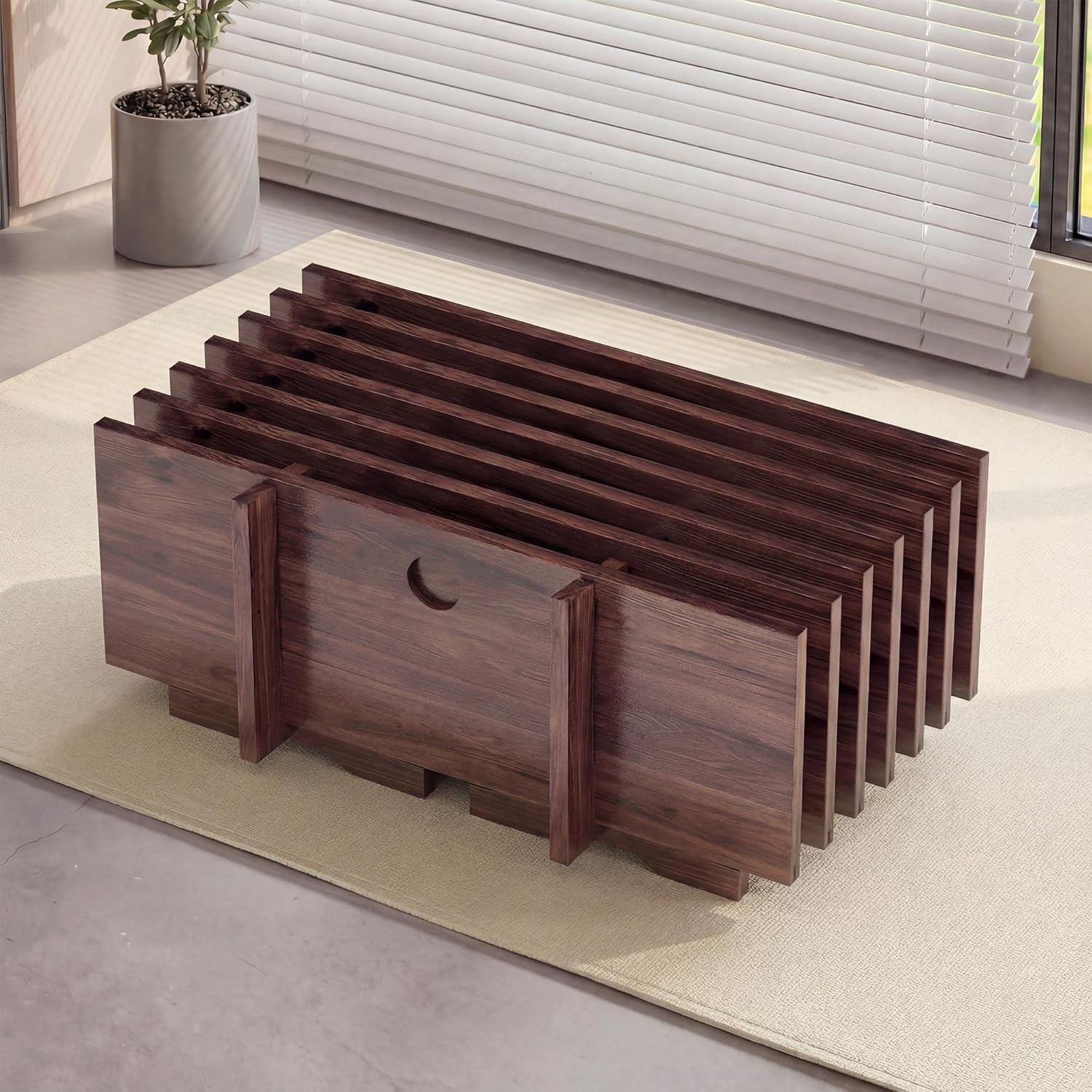 LAUSAINT HOME Board Game Table Storage Rack Set, Solid Wood Adjustable Holder