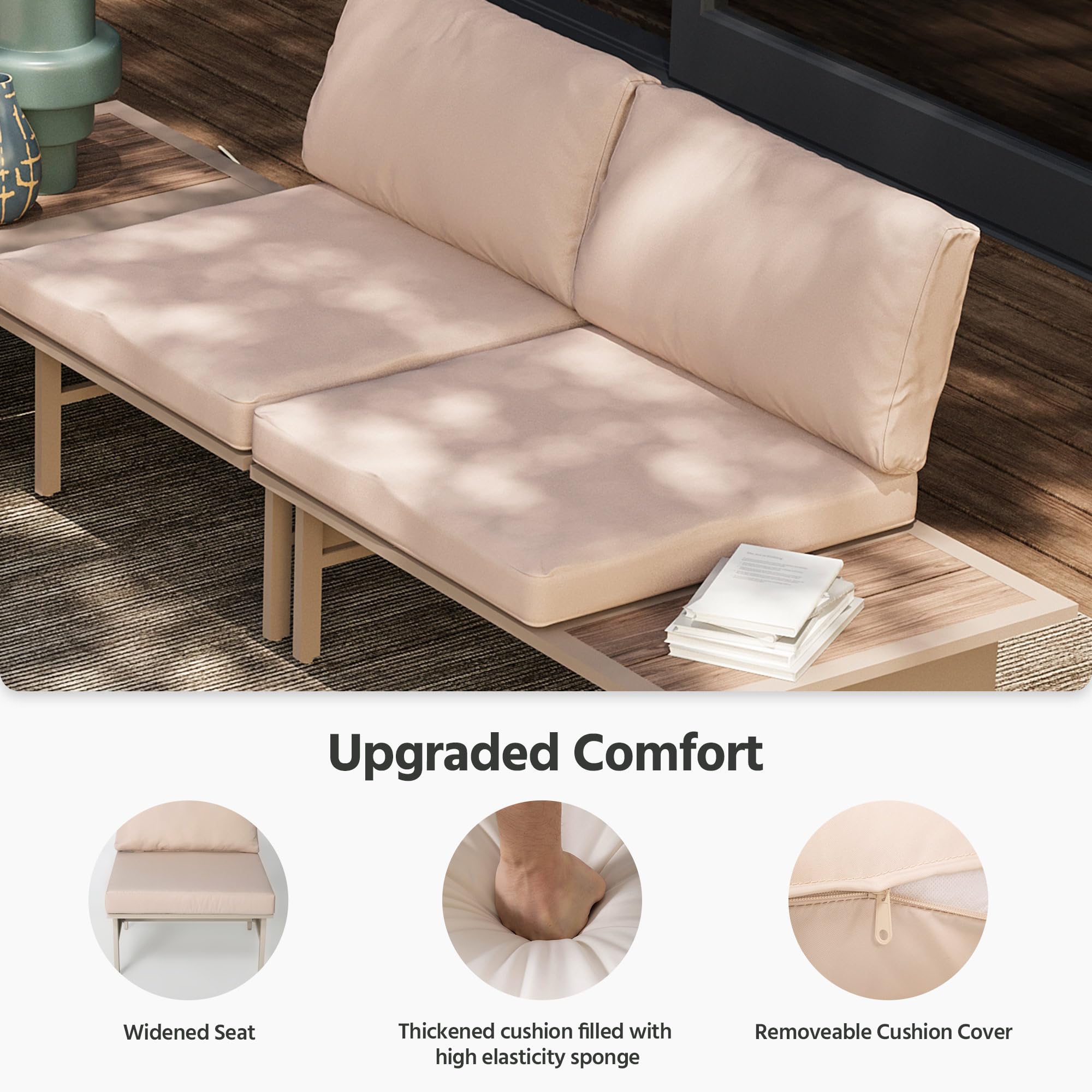 LAUSAINT HOME Patio Furniture Set, Outdoor Conversation Sets with Coffee Table