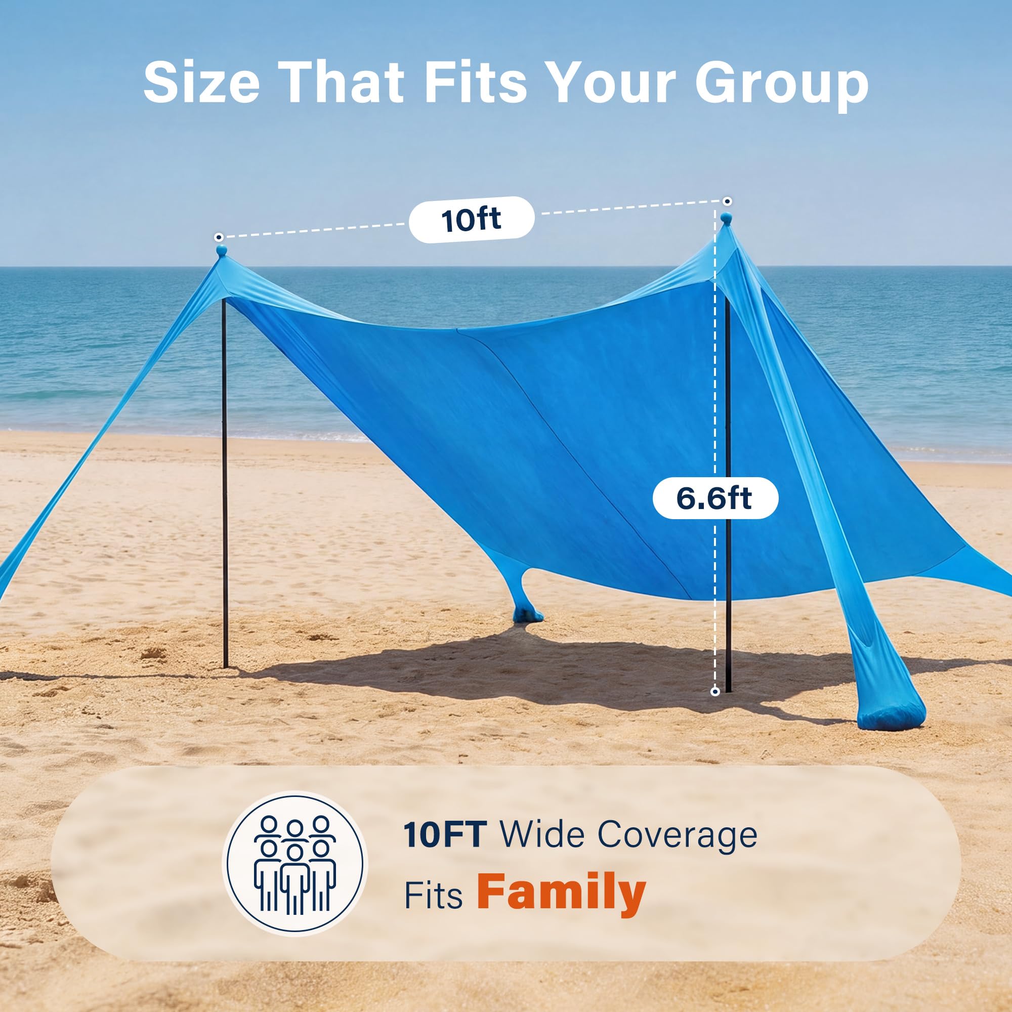 LAUSAINT HOME Beach Tent, Easy Pop Up Beach Canopy Sun Shade UPF 50+ Protection