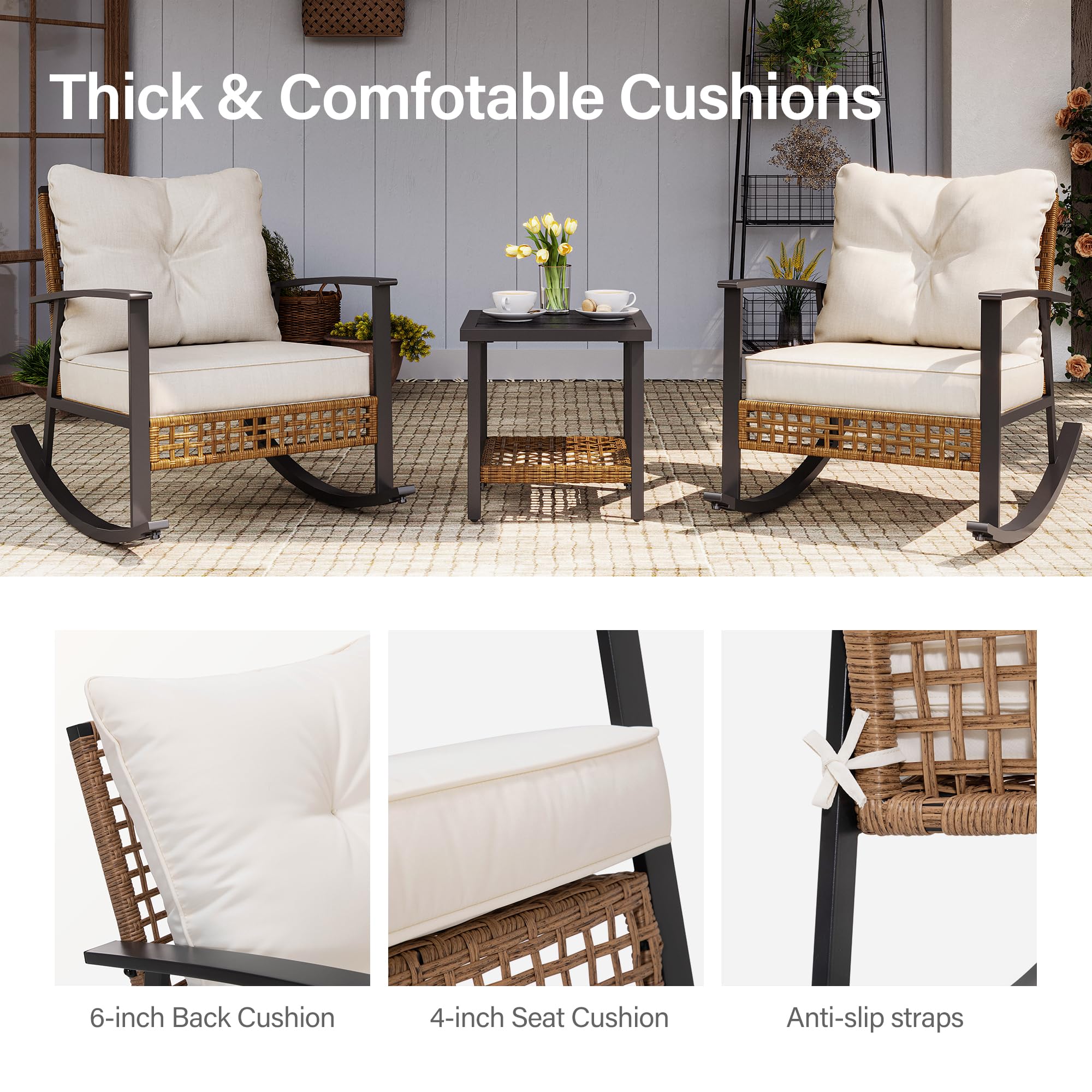 LAUSAINT HOME Outdoor Wicker Rocking Chair