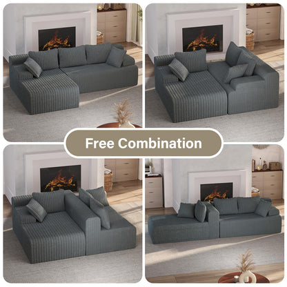 LAUSAINT HOME 96" Modular Sectional Sofa Couches, L-Shaped Boneless Cloud Sofa with 3 Deep Seat