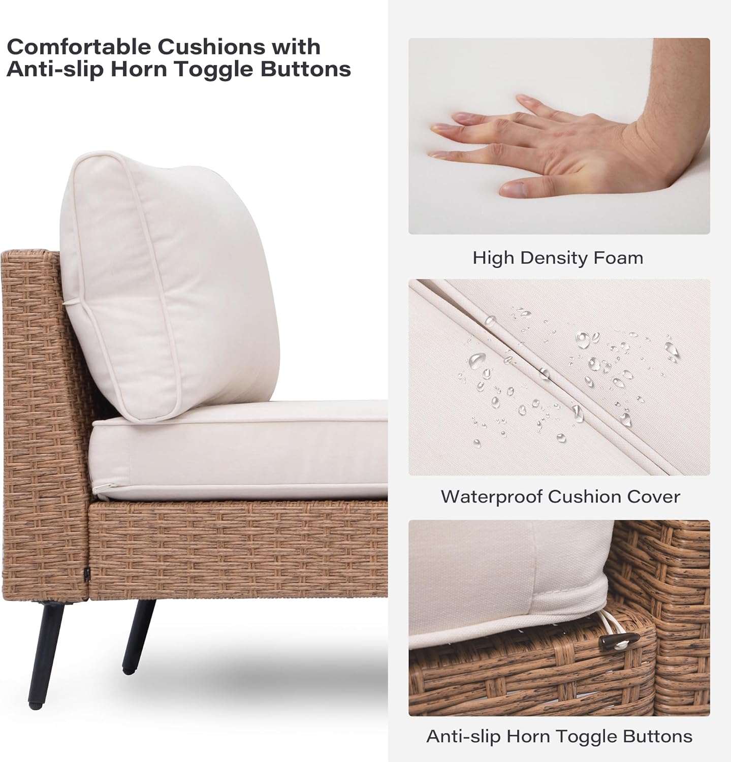 LAUSAINT HOME Outdoor Patio Furniture, 8 Piece Outdoor Sectional Sofa PE Rattan Wicker Patio Conversation Sets