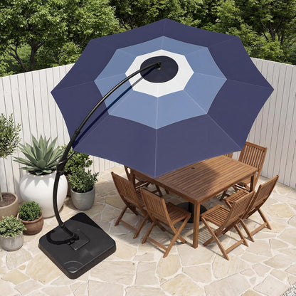 LAUSAINT HOME Outdoor Patio Umbrella with Base Included, Large Sun Shade Cantilever Umbrella Deluxe Curvy