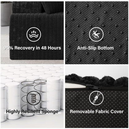 LAUSAINT HOME 96" Modular Sectional Sofa Couches, L-Shaped Boneless Cloud Sofa with 3 Deep Seat