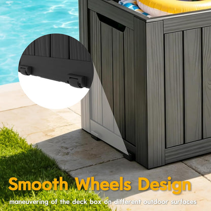 LAUSAINT HOME Resin Deck Box for Outdoor Storage - Weatherproof Patio Storage Bench