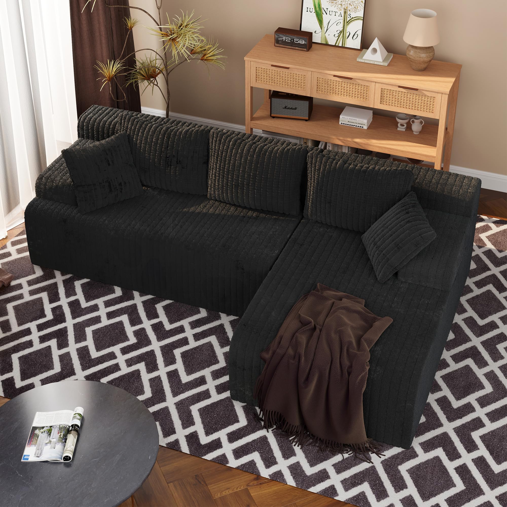 LAUSAINT HOME 96" Modular Sectional Sofa Couches, L-Shaped Boneless Cloud Sofa with 3 Deep Seat