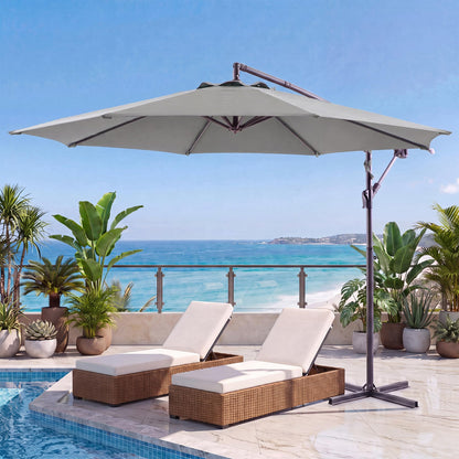 LAUSAINT HOME 10ft Offset Patio Umbrella, Cantilever Hanging Market Umbrella