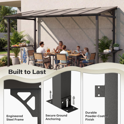 LAUSAINT HOME 5x8 FT Outdoor Grill Gazebo Canopy, BBQ Gazebo with 2-Tier Vented Top, 2 Durable Shelves &amp; Metal Frame Grill ShelterDark Gray