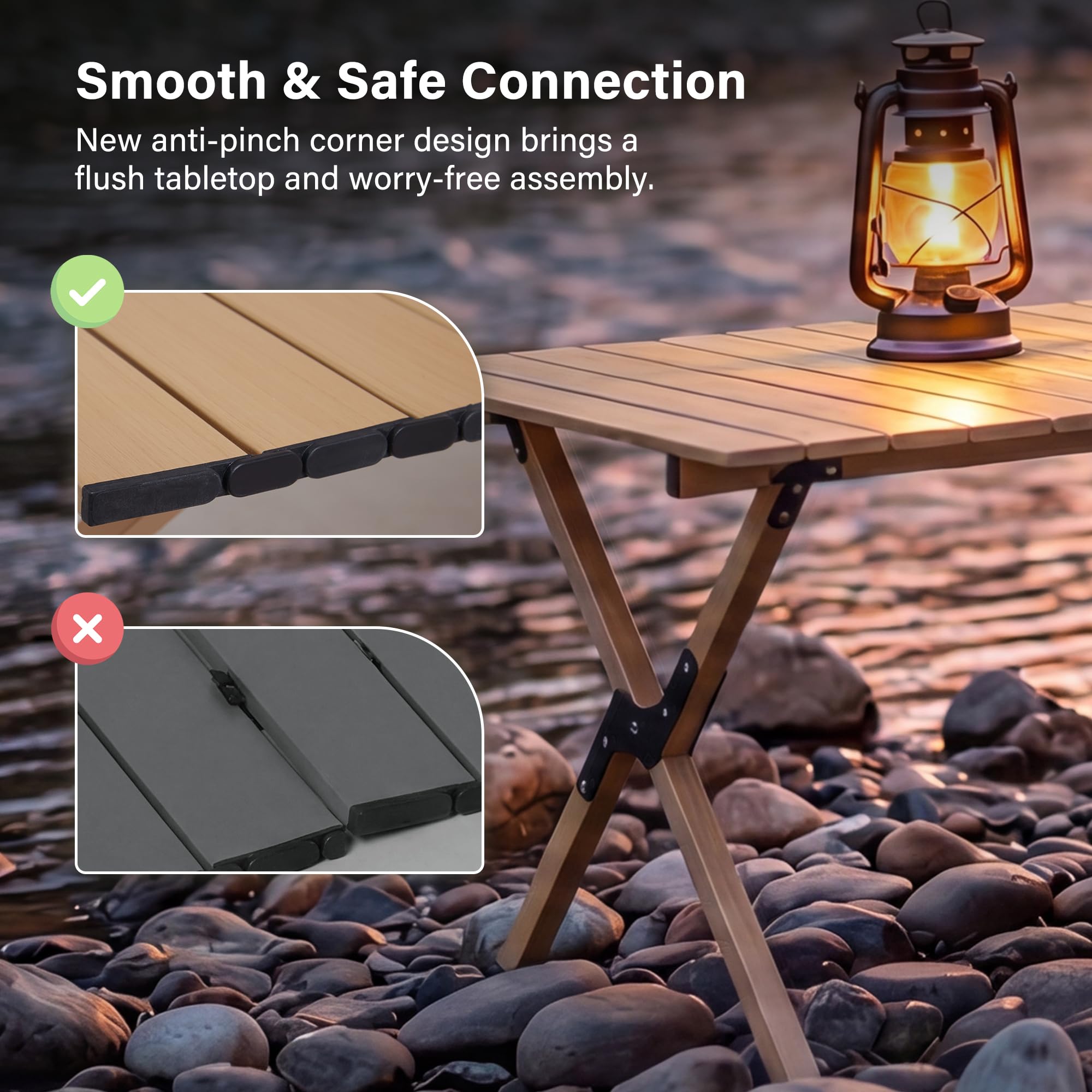 LAUSAINT HOME Camping Table, Foldable Roll Up Lightweight Steel Camp Table