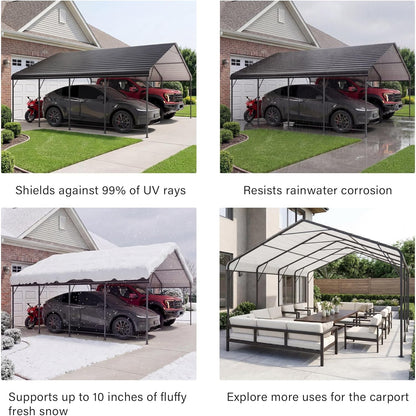 LAUSAINT HOME 20x20 FT Metal Carport Enhanced Base Heavy Duty Garage Carports
