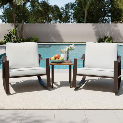 LAUSAINT HOME Outdoor Rocking Bistro Set, 3 Piece Patio Conversation Set